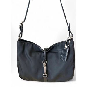 Coach Hamptons Vintage 2002 Hobo Bag Black Microfiber, Leather Trim